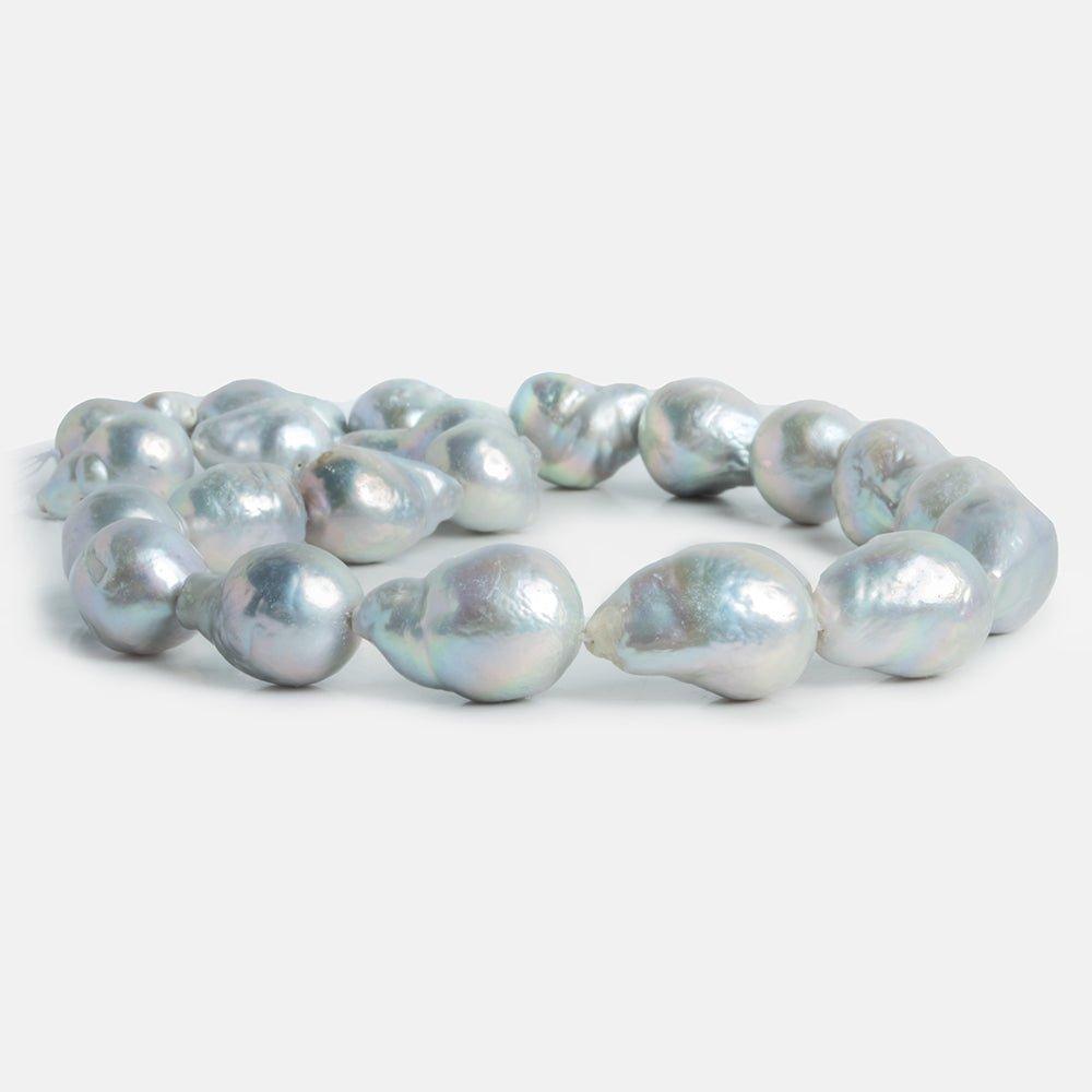 SIlver Ultra Baroque Freshwater Pearls 15 inch 21 pieces - The Bead Traders