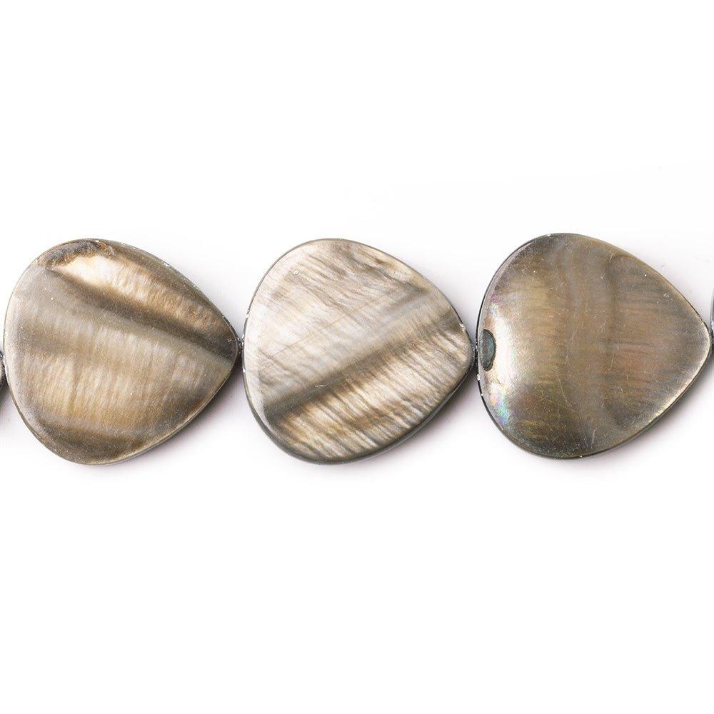 Silvery Brown Mother of Pearl Bead Straight Drilled 11-12mm Plain Heart, 16", 24pcs - The Bead Traders