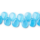 Sky Blue chalcedony plain pears 7 inch 35 beads 11x8mm average - The Bead Traders