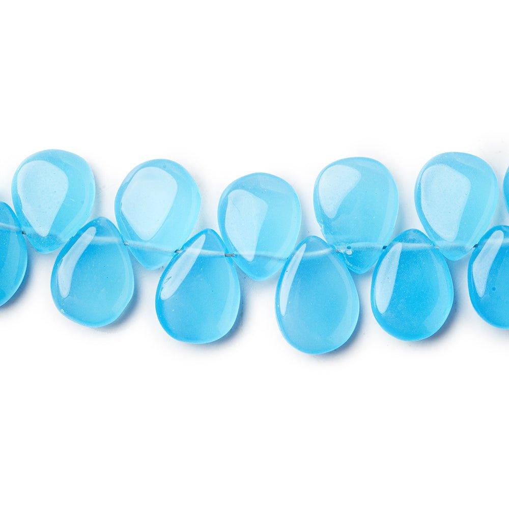 Sky Blue chalcedony plain pears 7 inch 35 beads 11x8mm average - The Bead Traders