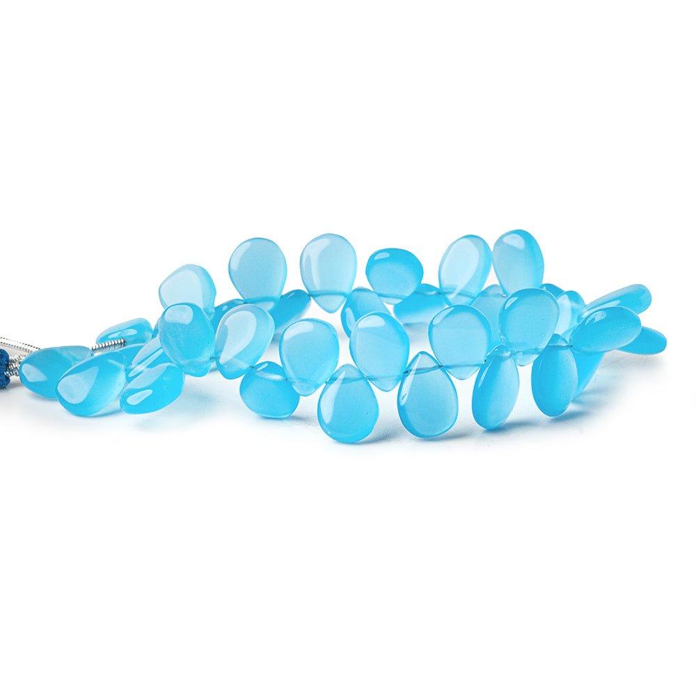Sky Blue chalcedony plain pears 7 inch 35 beads 11x8mm average - The Bead Traders