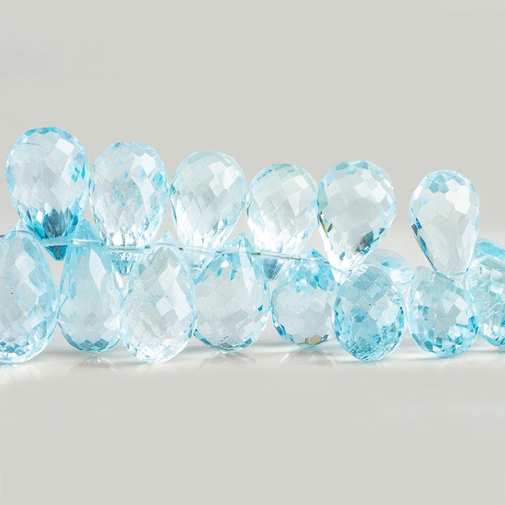 Sky Blue Topaz Faceted Teardrop Beads 8 inch 60 pieces - The Bead Traders