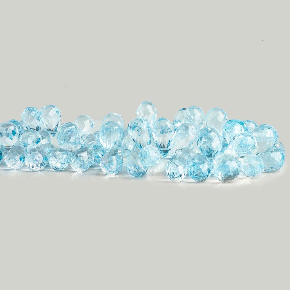 Sky Blue Topaz Faceted Teardrop Beads 8 inch 60 pieces - The Bead Traders
