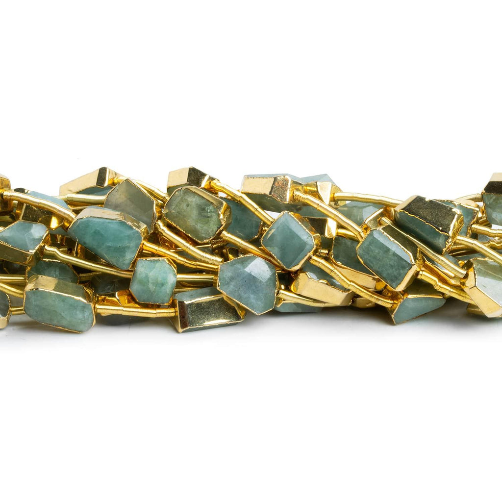 Small Gold Leafed Aquamarine Faceted Nuggets 6 inch 7 beads - The Bead Traders