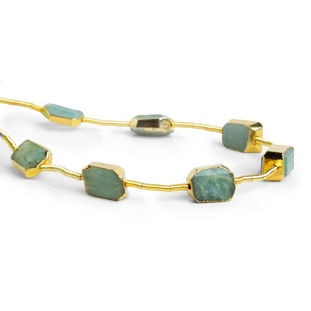 Small Gold Leafed Aquamarine Faceted Nuggets 6 inch 7 beads - The Bead Traders