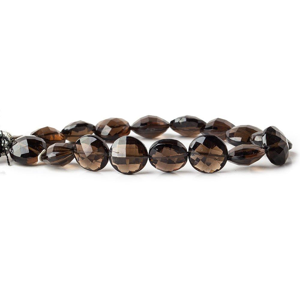 Smoky Quartz Beads Faceted 11-15mm Coins, 8" length, 14 pcs - The Bead Traders
