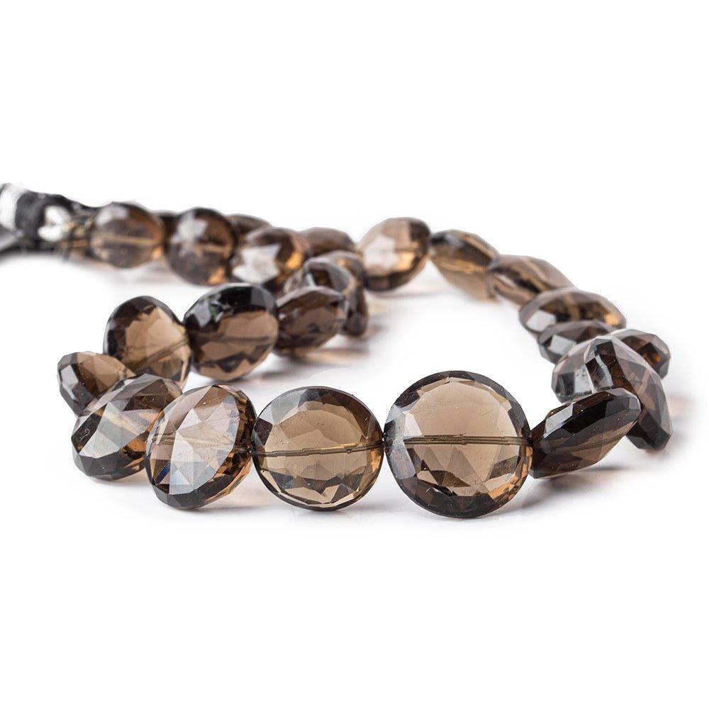 Smoky Quartz Beads Faceted 9-16mm diameter Coins, 12" length, 25 pcs - The Bead Traders