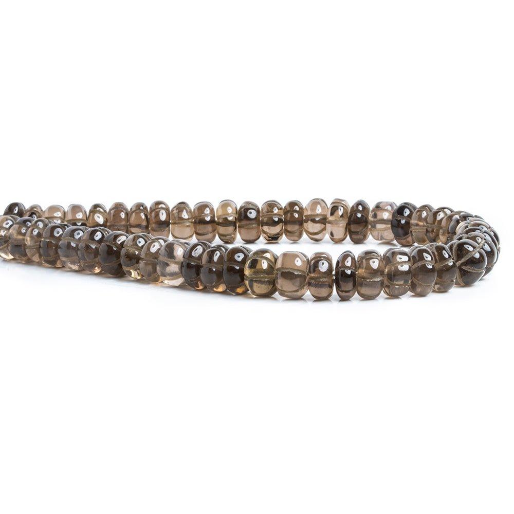 Smoky Quartz Carved Rondelle Beads 10 inch 50 pieces - The Bead Traders