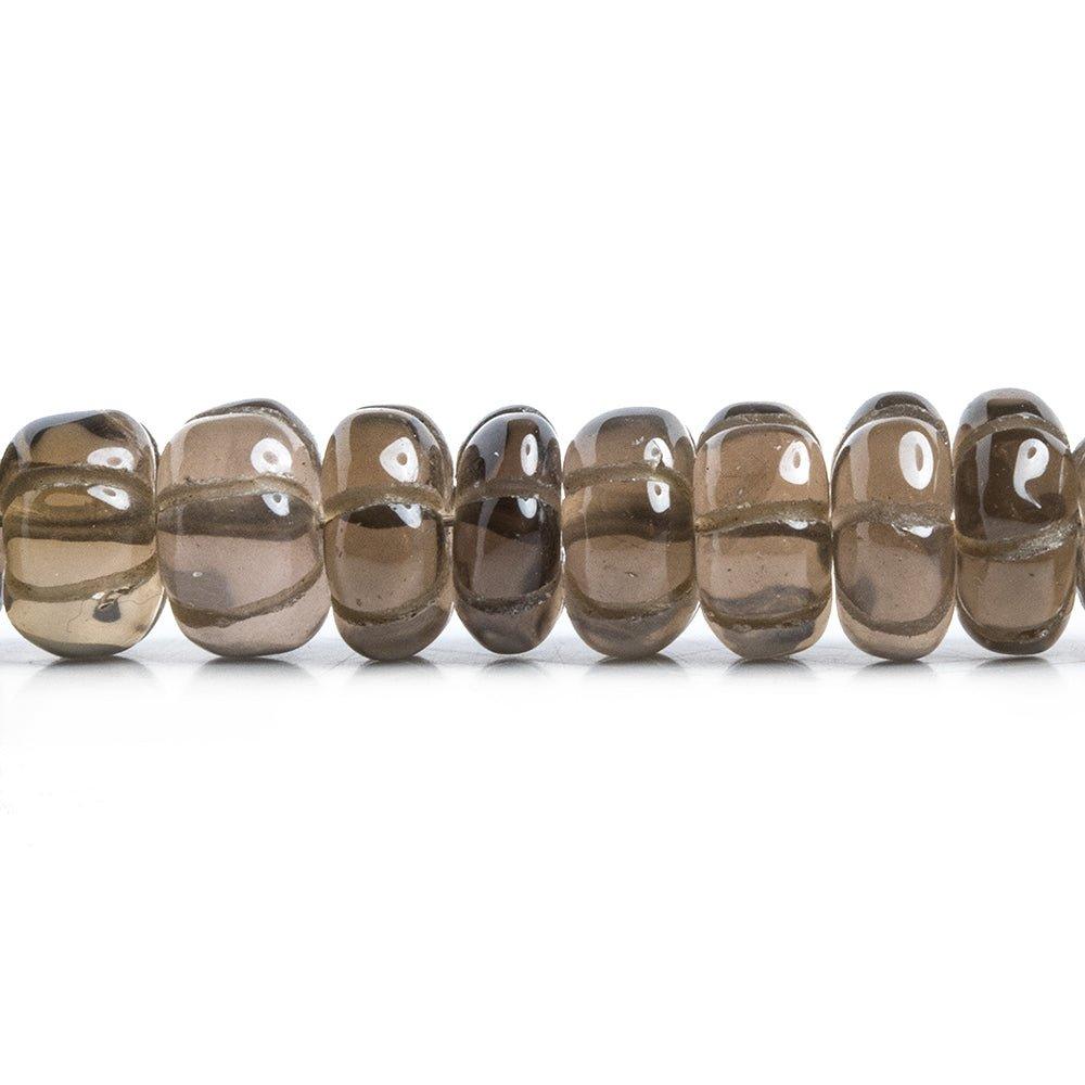 Smoky Quartz Carved Rondelle Beads 10 inch 50 pieces - The Bead Traders