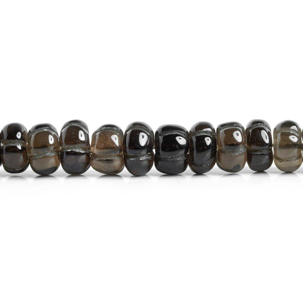 Smoky Quartz Carved Rondelle Beads 10 inch 50 pieces - The Bead Traders