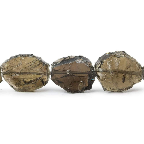 Smoky Quartz Chip Hammer Faceted Oval Beads 8 inch 11 pieces