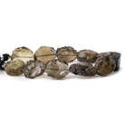 Smoky Quartz Chip Hammer Faceted Oval Beads 8 inch 11 pieces - The Bead Traders