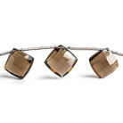 Smoky Quartz Corner Drilled Faceted Rectangle Beads 6 inch 8 pieces - The Bead Traders