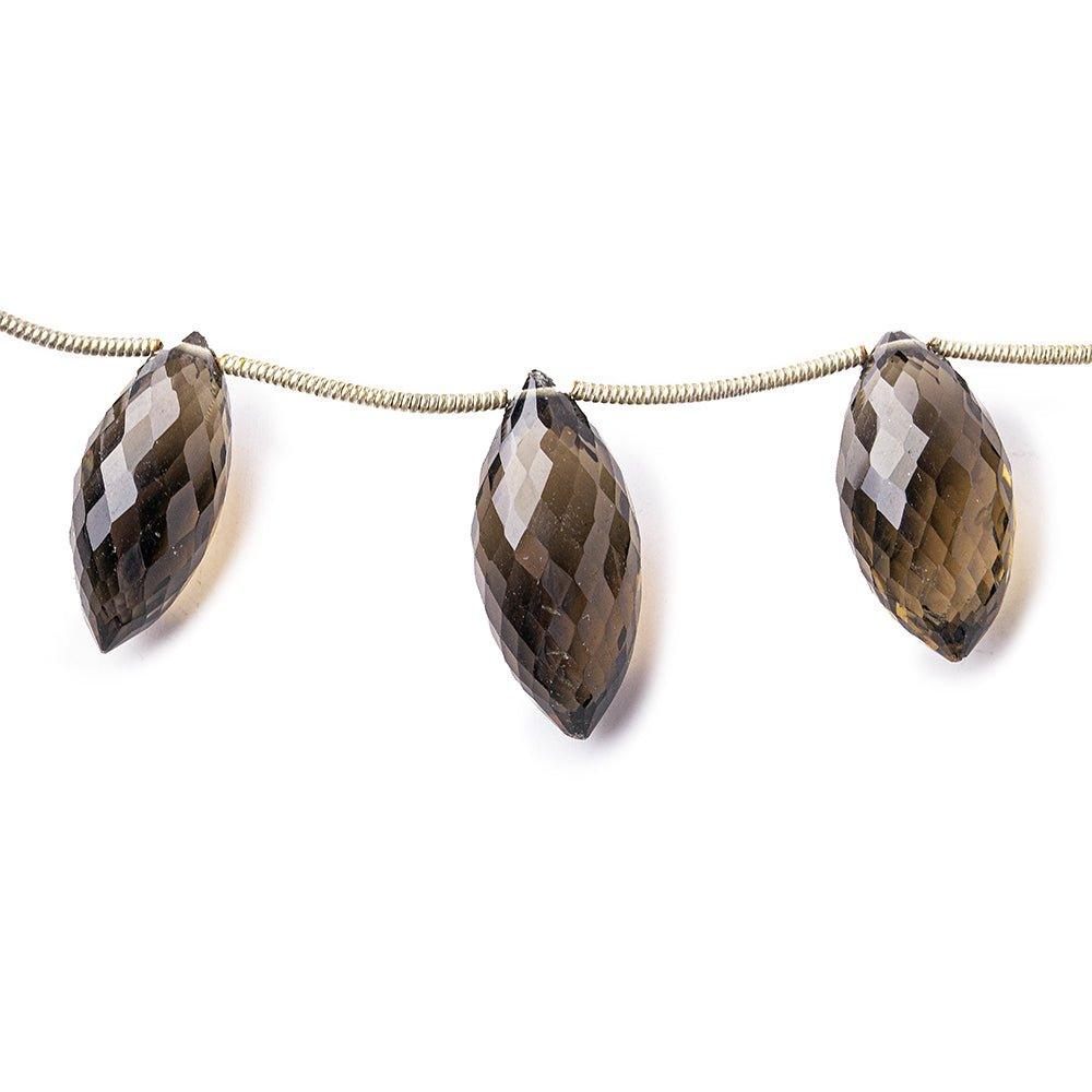 Smoky Quartz Faceted 12-20mm Top Drilled Puffy Marquise - The Bead Traders