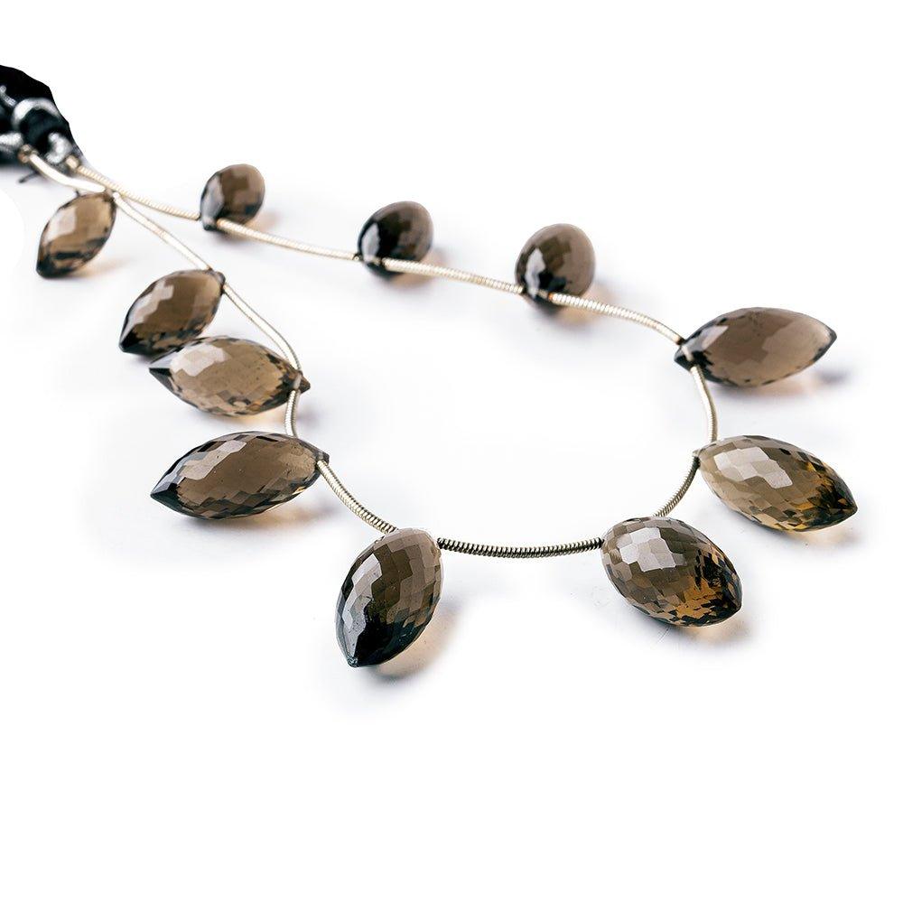 Smoky Quartz Faceted 12-20mm Top Drilled Puffy Marquise - The Bead Traders
