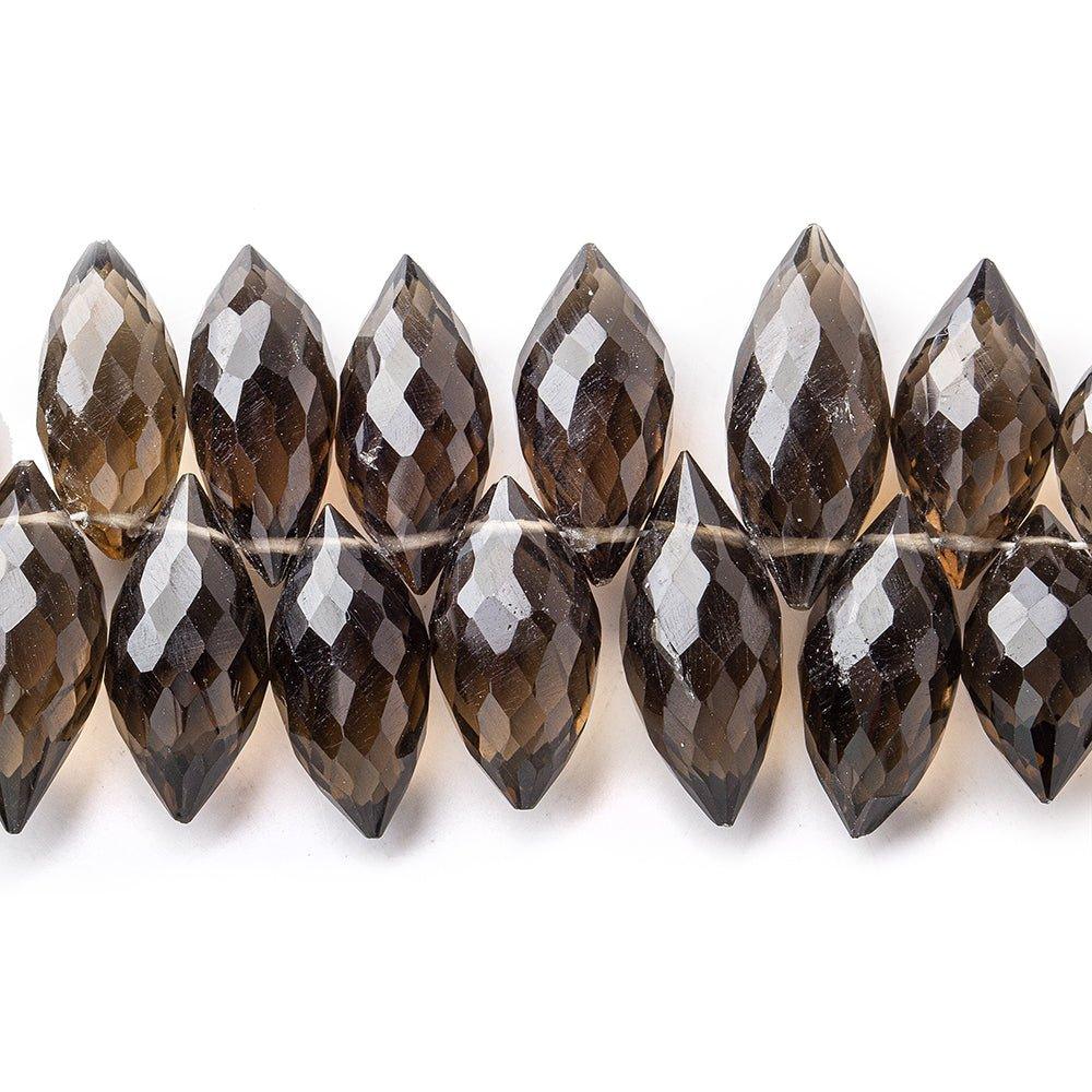 Smoky Quartz Faceted 15-17mm Top Drilled Puffy Marquise - The Bead Traders