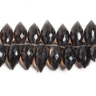 Smoky Quartz Faceted 15-20mm Top Drilled Puffy Marquise - The Bead Traders