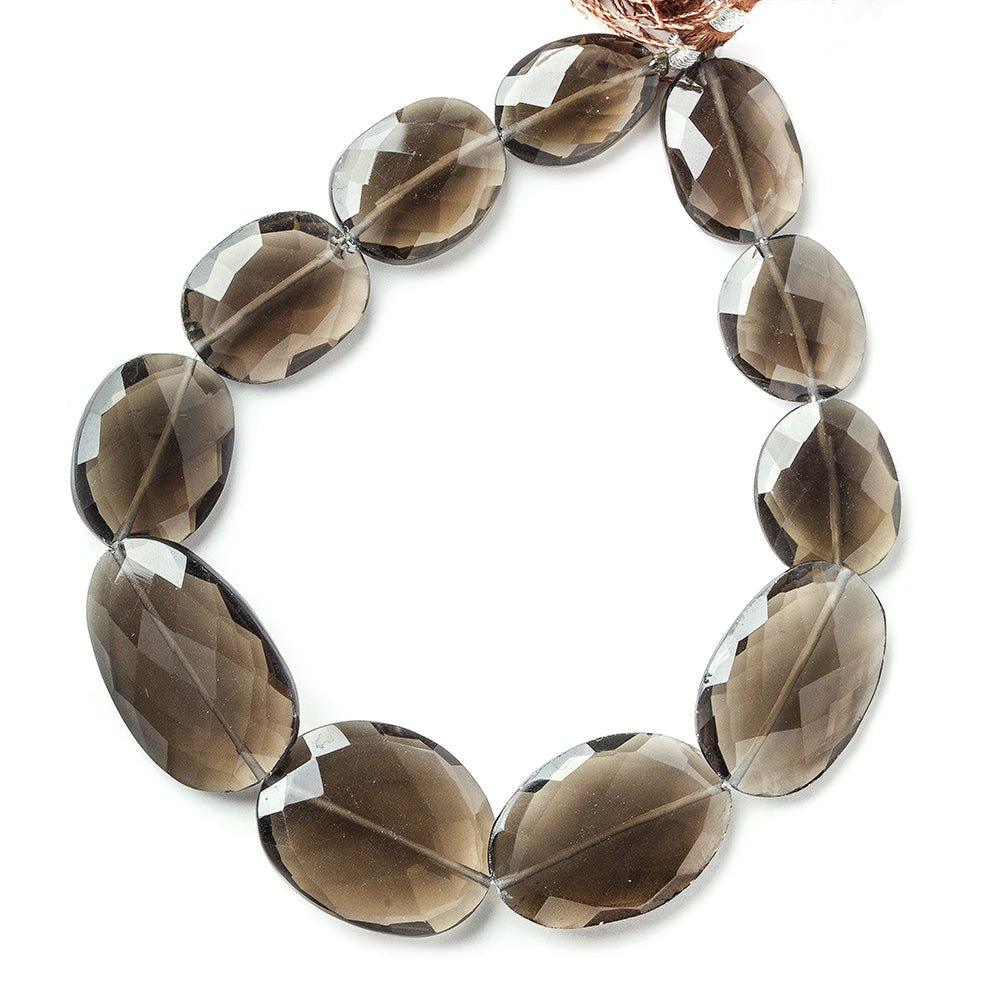 Smoky Quartz faceted oval nuggets 8 inch 10 beads 15x12x4.5-22x15x5mm - The Bead Traders