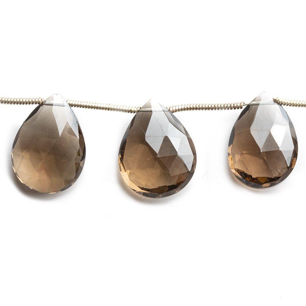 Smoky Quartz Faceted Pear Beads 7.5 inch 13 pieces - The Bead Traders