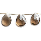 Smoky Quartz Faceted Pear Beads 7.5 inch 13 pieces - The Bead Traders