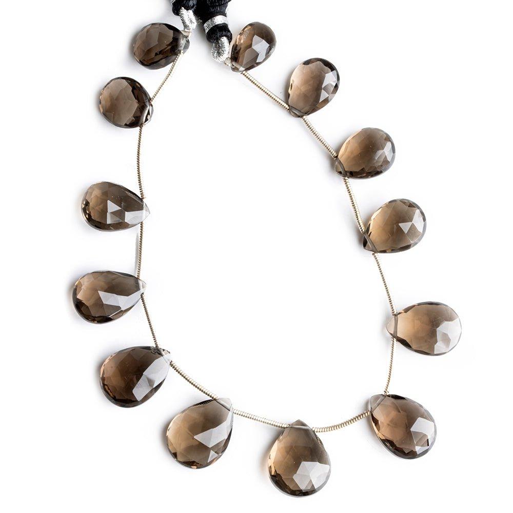 Smoky Quartz Faceted Pear Beads 7.5 inch 13 pieces - The Bead Traders