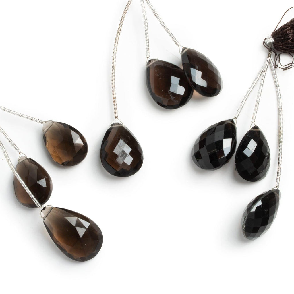 Smoky Quartz Faceted Pear Focal Bead 3 Pieces - The Bead Traders