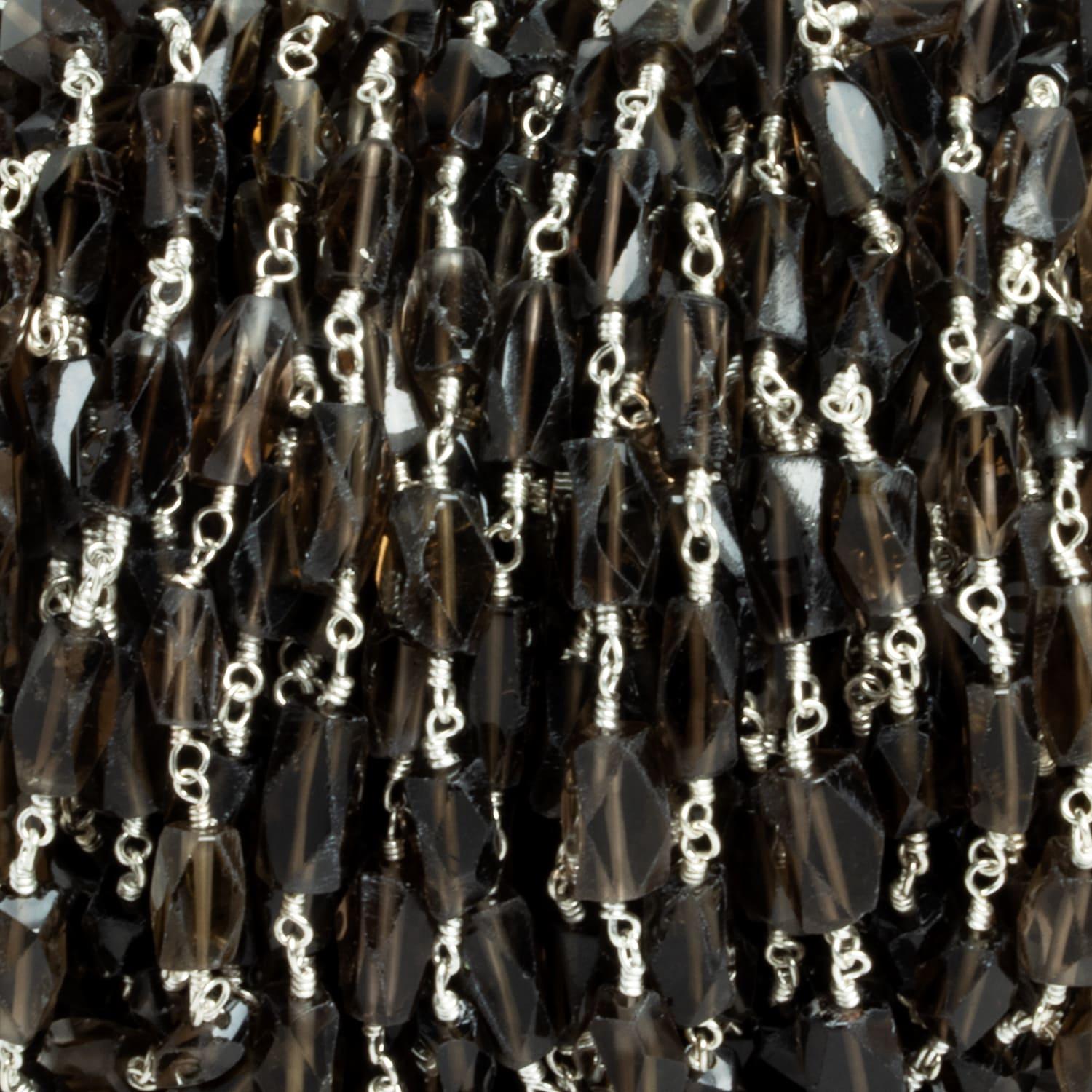 Smoky Quartz Faceted Rectangle Silver Chain - The Bead Traders