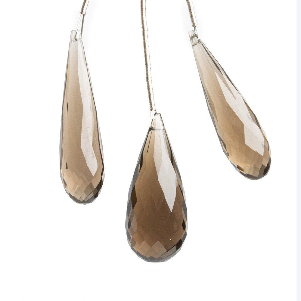 Smoky Quartz Faceted Teardrop Beads 3 pieces - The Bead Traders