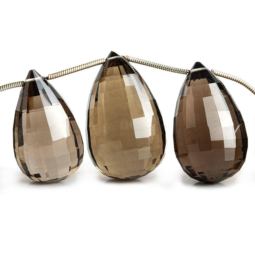 Smoky Quartz Faceted Teardrop Beads 5 inch 7 pieces - The Bead Traders