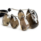Smoky Quartz Faceted Teardrop Beads 5 inch 7 pieces - The Bead Traders