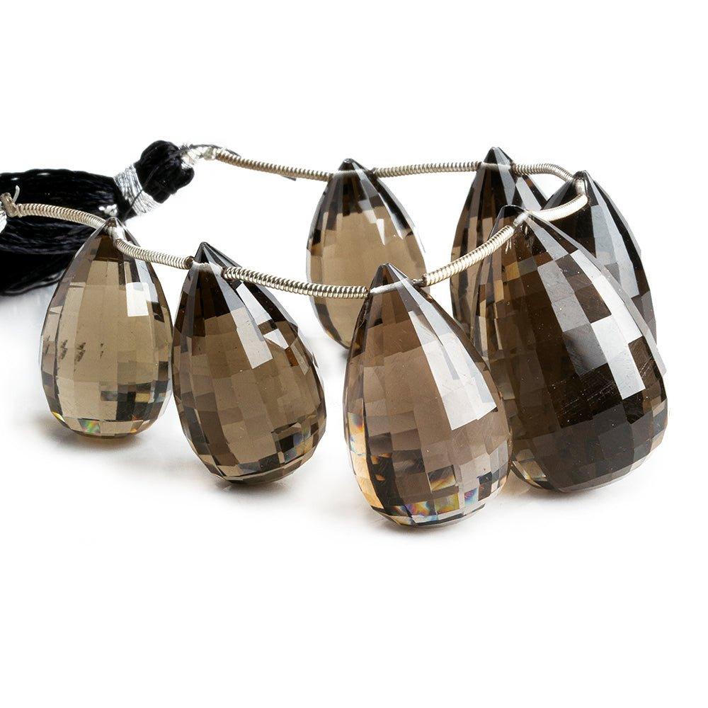 Smoky Quartz Faceted Teardrop Beads 5 inch 7 pieces - The Bead Traders