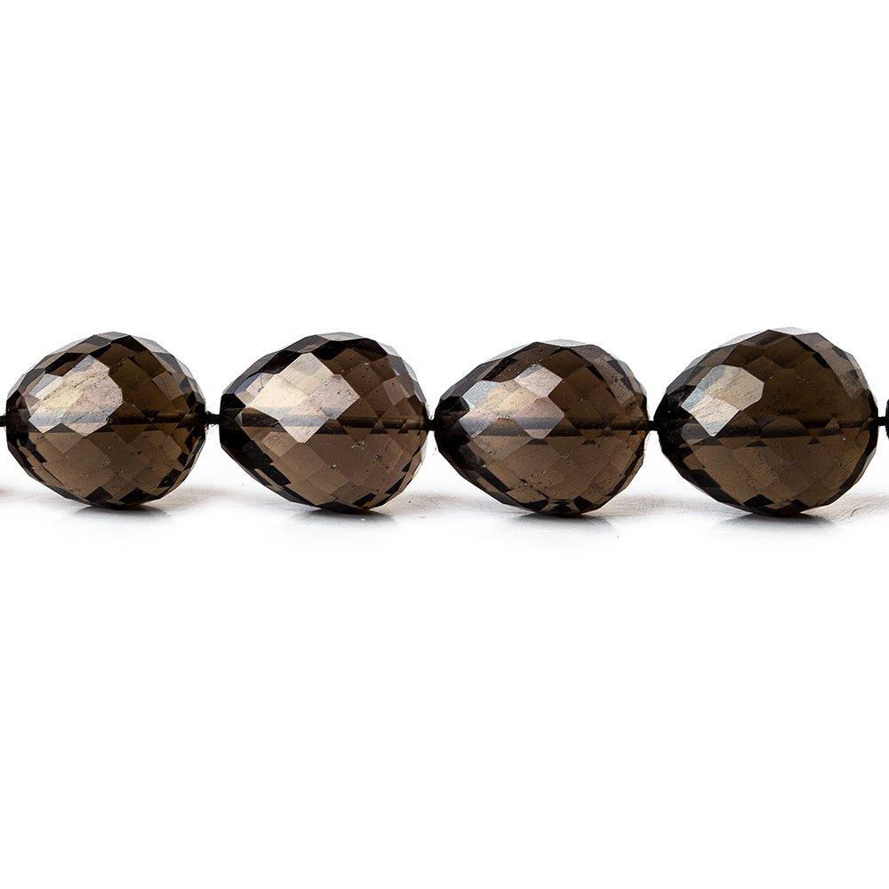Smoky Quartz Faceted Teardrop Beads 8 inch 17 beads - The Bead Traders