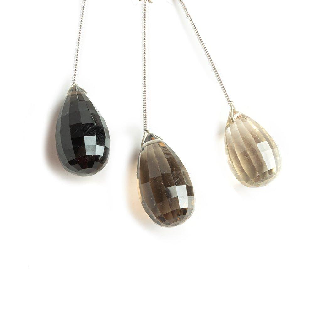 Smoky Quartz Faceted Teardrops - Lot of 3 - The Bead Traders