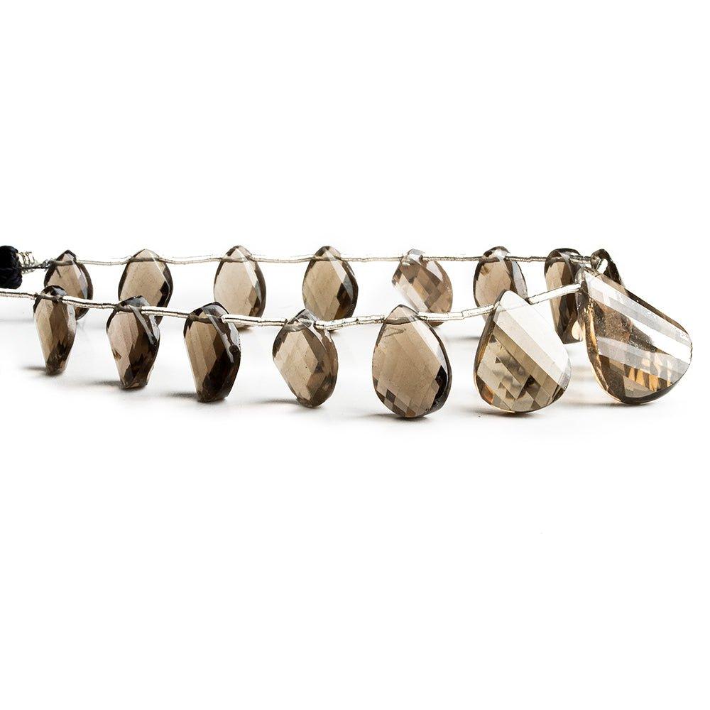 Smoky Quartz Faceted Twist Pear Beads 8 inch 19 pieces - The Bead Traders