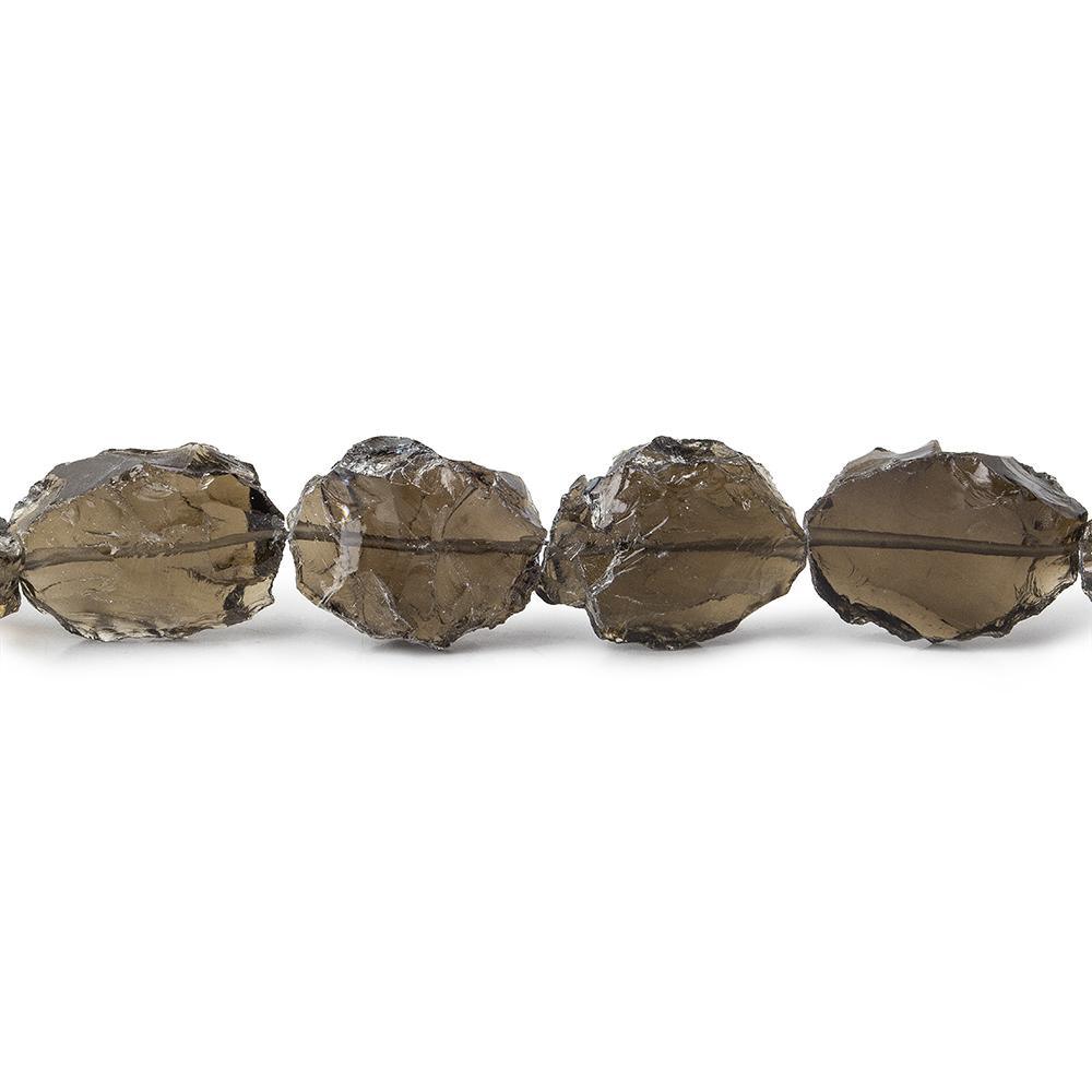Smoky Quartz Hammer Faceted Oval Beads 8 inch 12 pieces - The Bead Traders