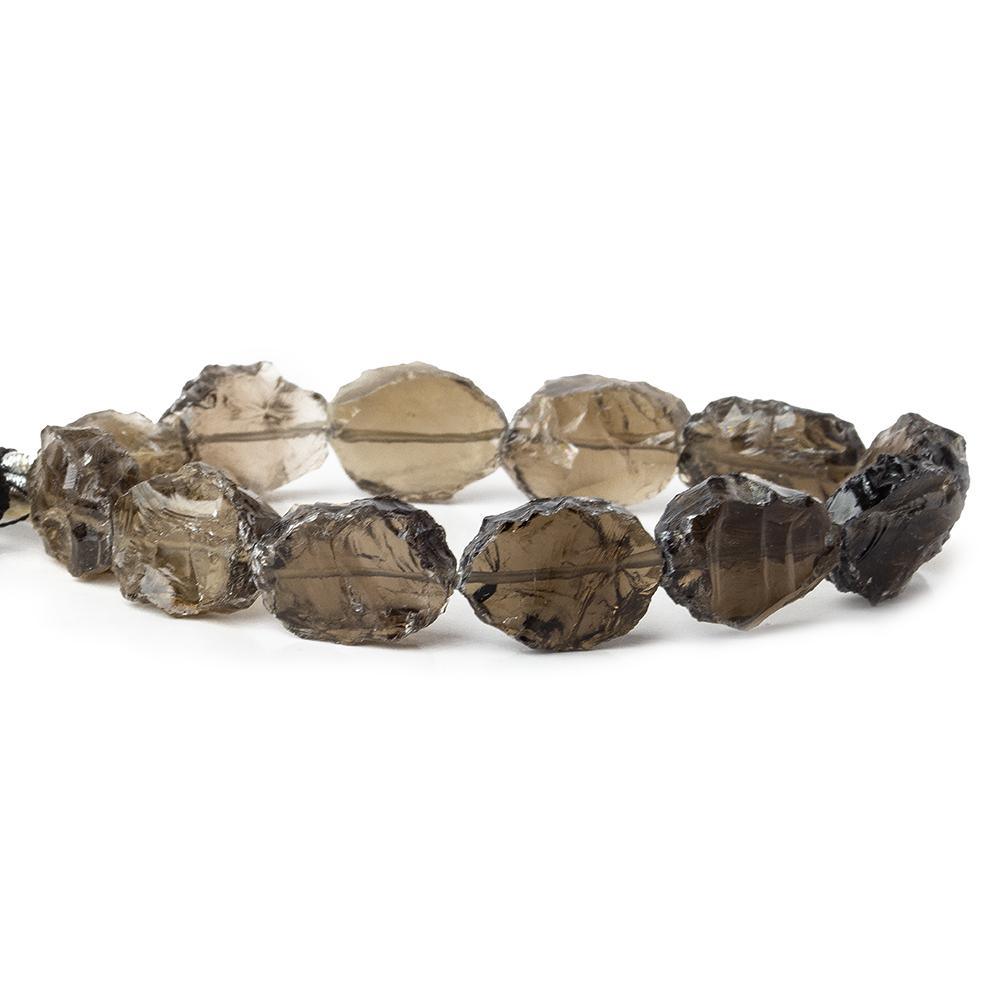 Smoky Quartz Hammer Faceted Oval Beads 8 inch 12 pieces - The Bead Traders