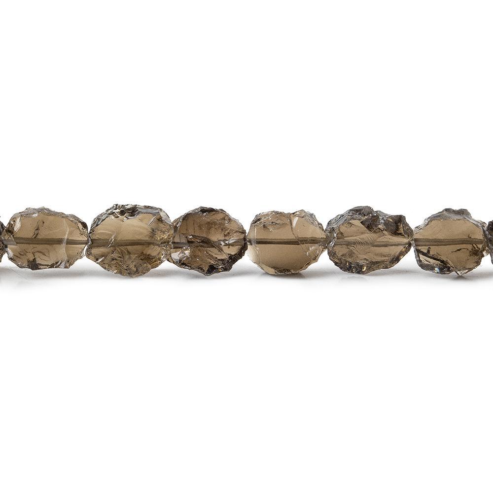 Smoky Quartz Hammer Faceted Oval Beads 8 inch 16 pieces - The Bead Traders