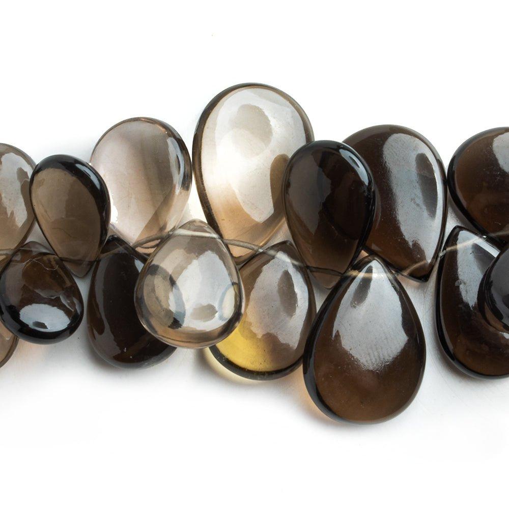Smoky Quartz Plain Pear Beads 7 inch 37 pieces - The Bead Traders