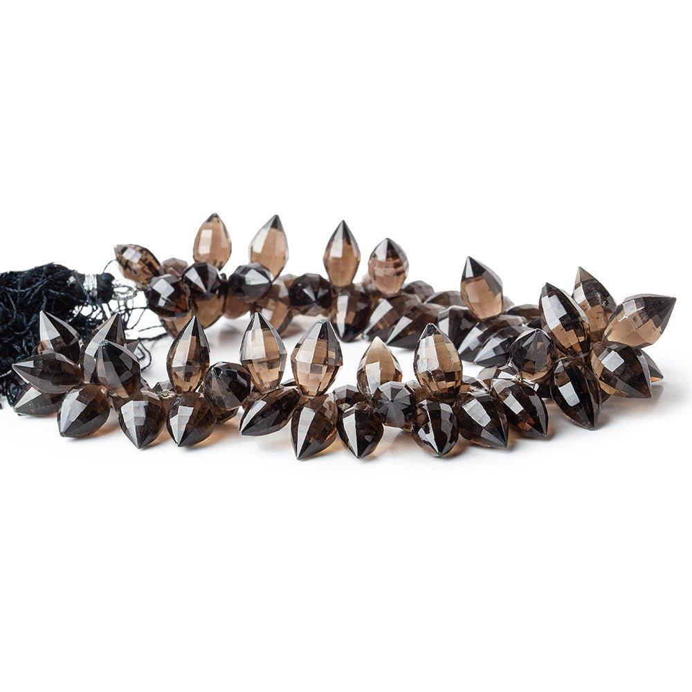 Smoky Quartz Top Drilled Checkerboard Faceted Marquise Beads, 8.5 inch, 12x7-14x8mm, 73 pieces - The Bead Traders