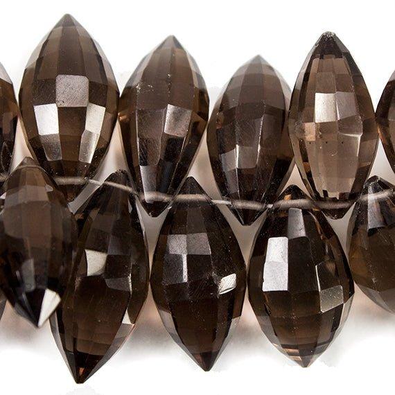 Smoky Quartz Top Drilled Faceted Marquise Beads, 8 inch length, 9x4-17x8mm, 76 pieces - The Bead Traders