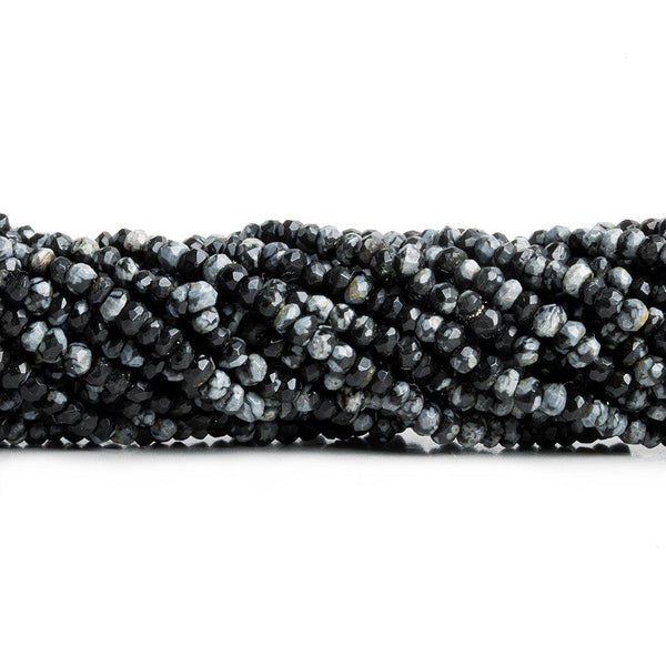 3mm Snowflake Obsidian Faceted Rondelle Beads 12 inch 140 pieces