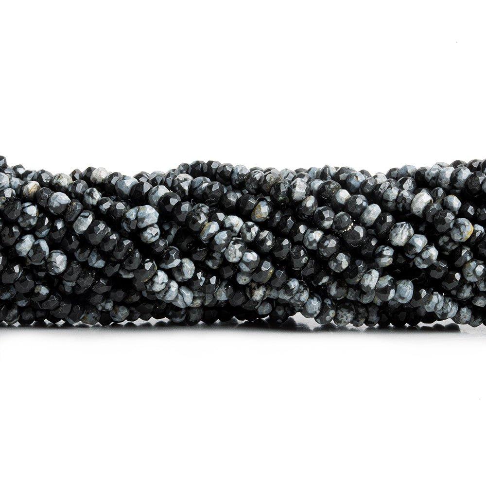 Snowflake Obsidian Faceted Rondelle Beads 12 inch 140 pieces - The Bead Traders