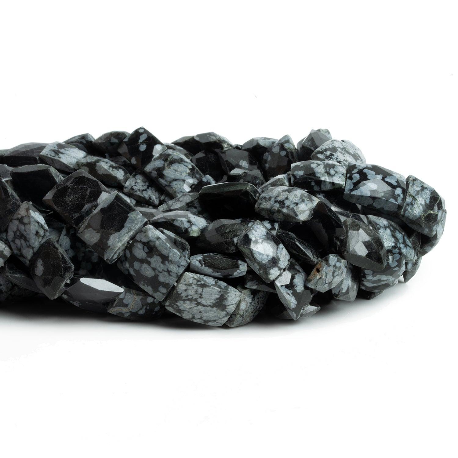 Snowflake Obsidian Handcut Rectangles 15 inch 30 beads - The Bead Traders