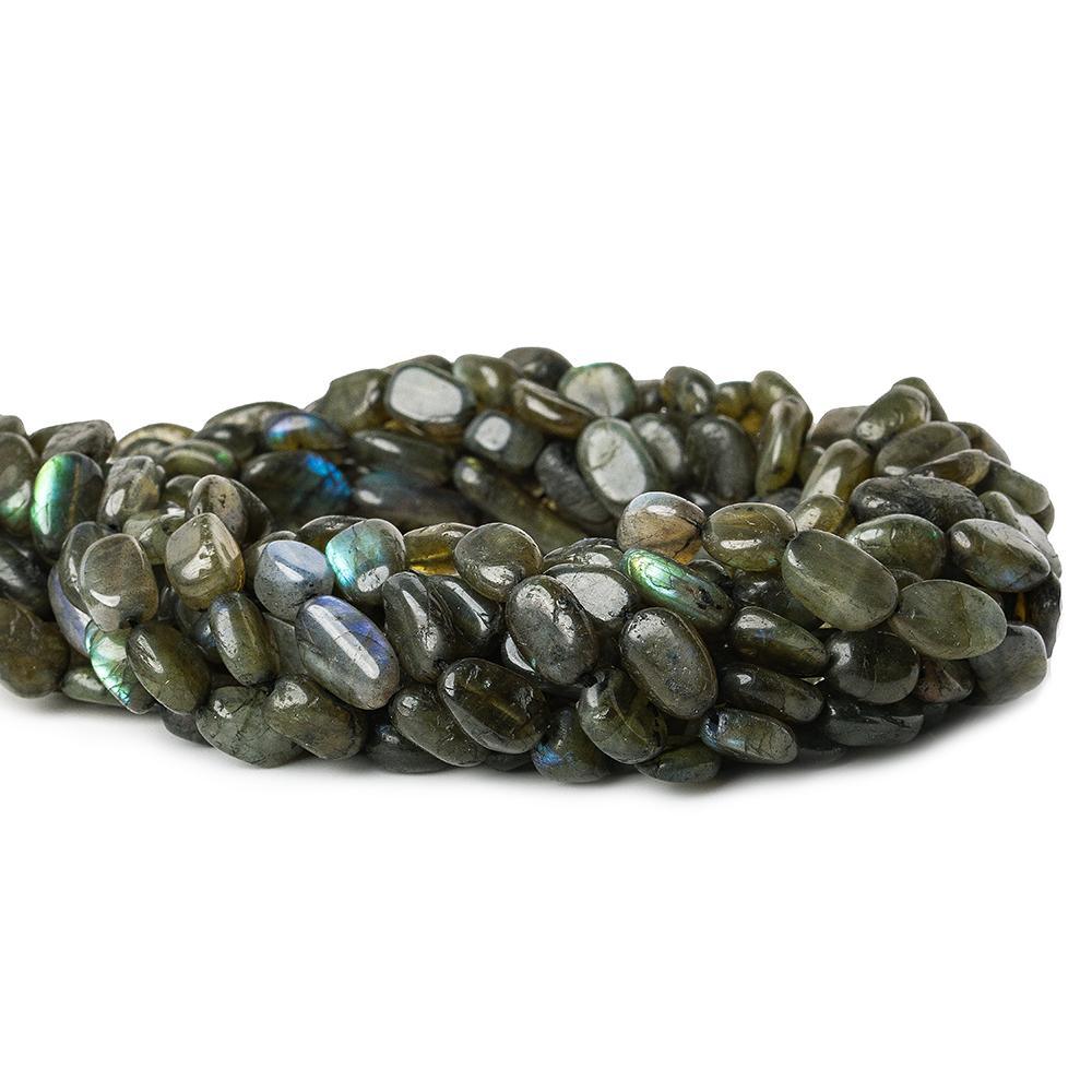 Soft Matte Labradorite straight drilled plain nuggets 13 inch 33 beads - The Bead Traders