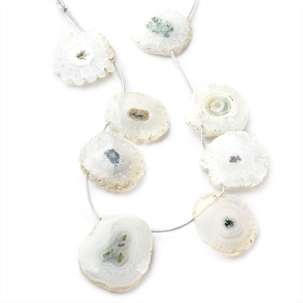 Solar Quartz natural slices 8 inch 8 beads 20mm - 28mm approximate - The Bead Traders