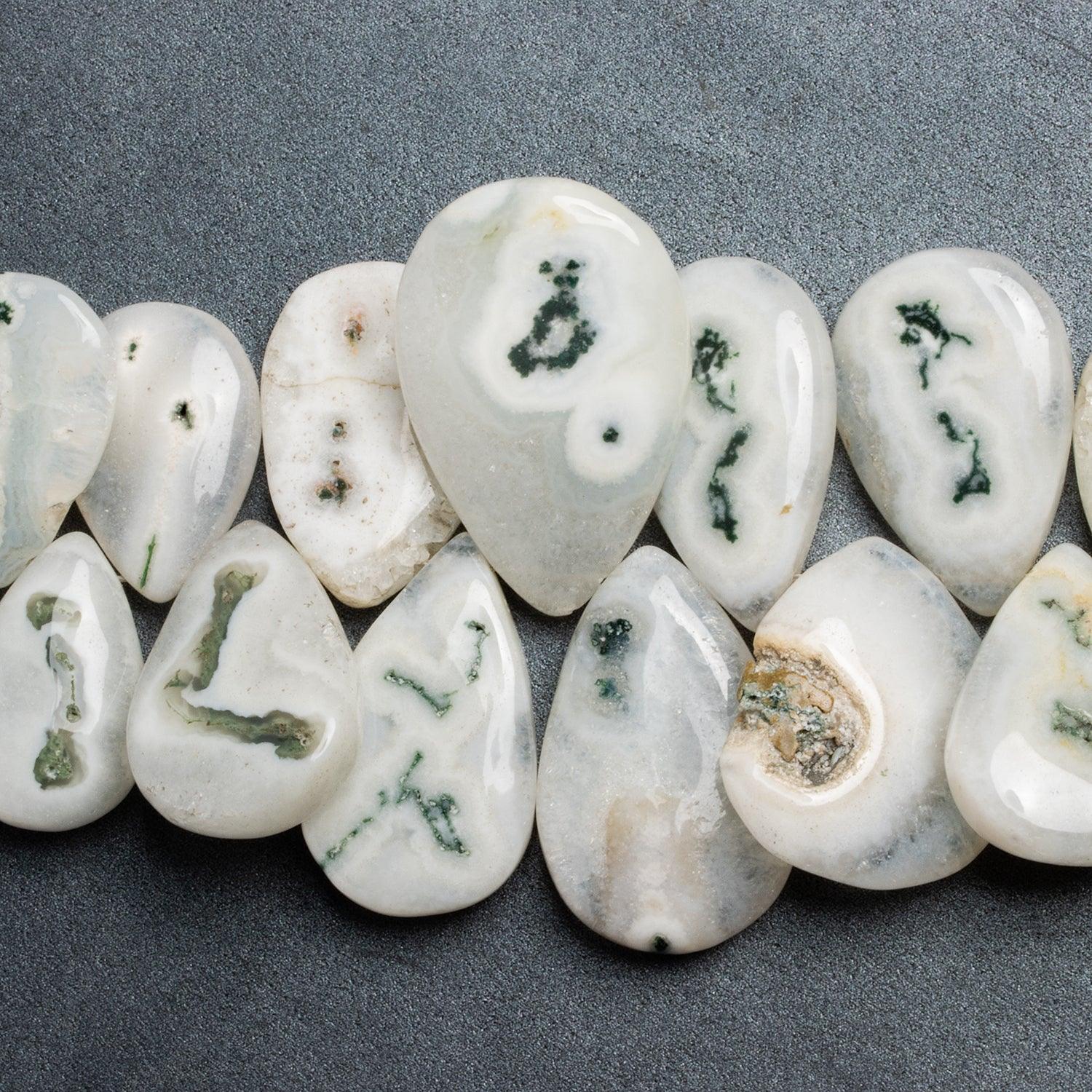 Solar Quartz Plain Pears 10 inch 30 beads - The Bead Traders