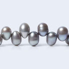 Steel Silver Top Drilled Oval Freshwater Pearls 16 inch 84 pcs - The Bead Traders