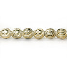 Sterling Silver Plated Brass 8mm Satin Bead Diamond Cut Elipses, 8" length, 23 pcs - The Bead Traders
