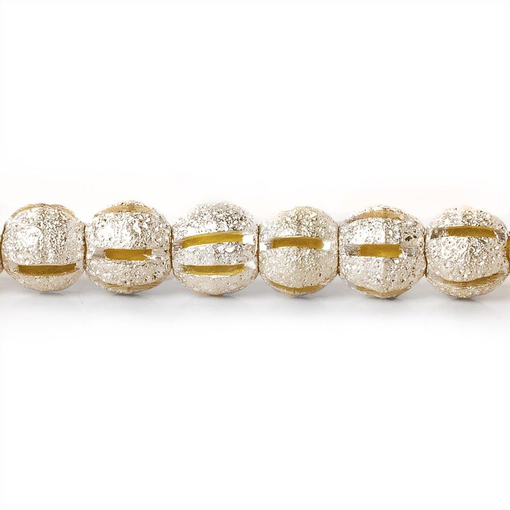 Sterling Silver Plated Brass Beads 5mm Rounds Stardust Stripes - The Bead Traders