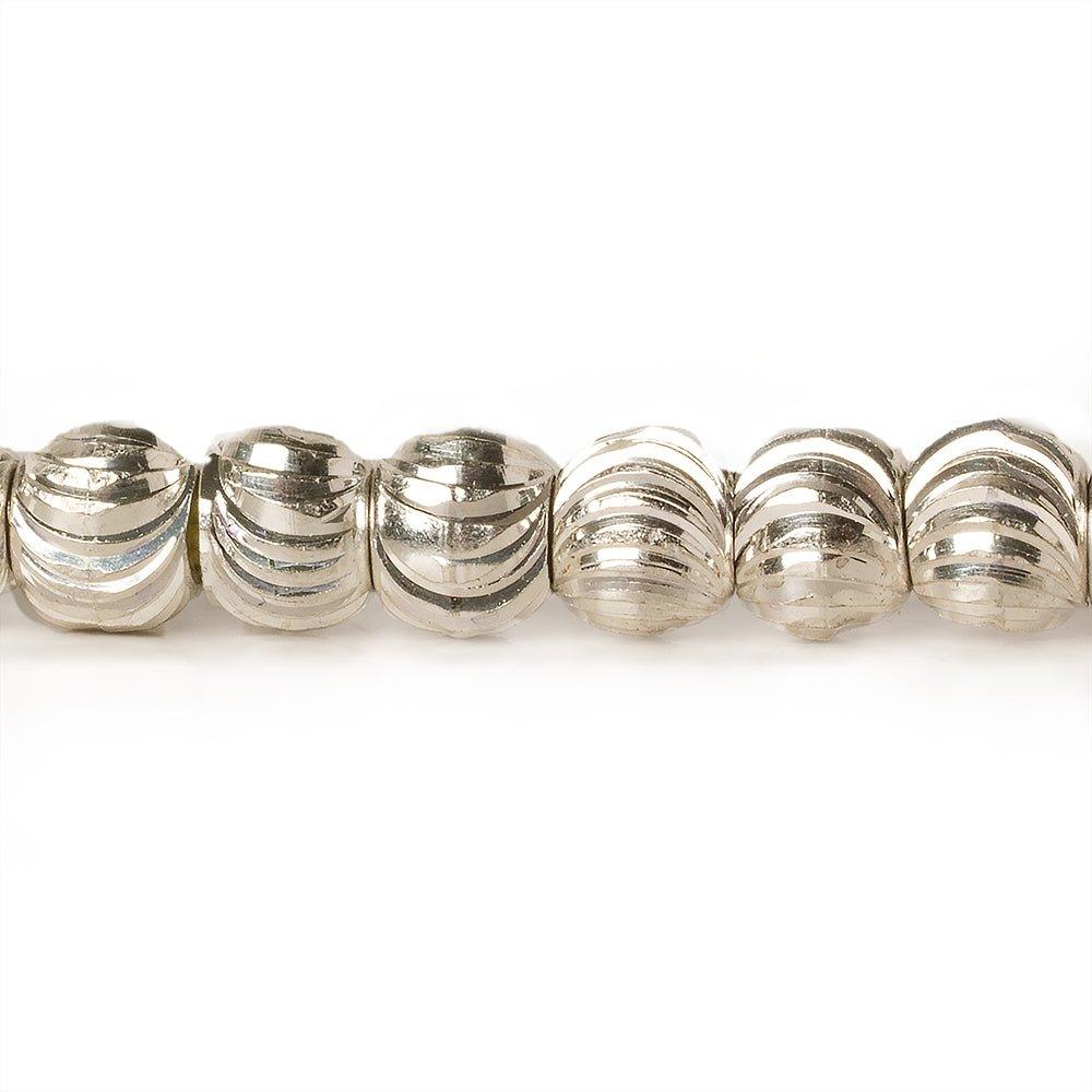 Sterling Silver Plated Brass Round 5mm Bead Corrugated Waves, 8" length, 47 pcs - The Bead Traders